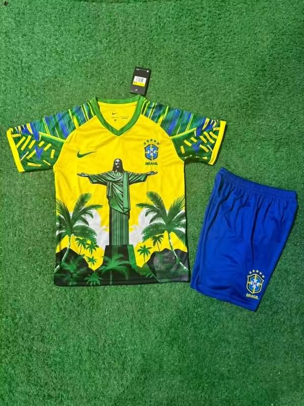 Brazil 2025 Kids Special Soccer Jersey And Shorts 02
