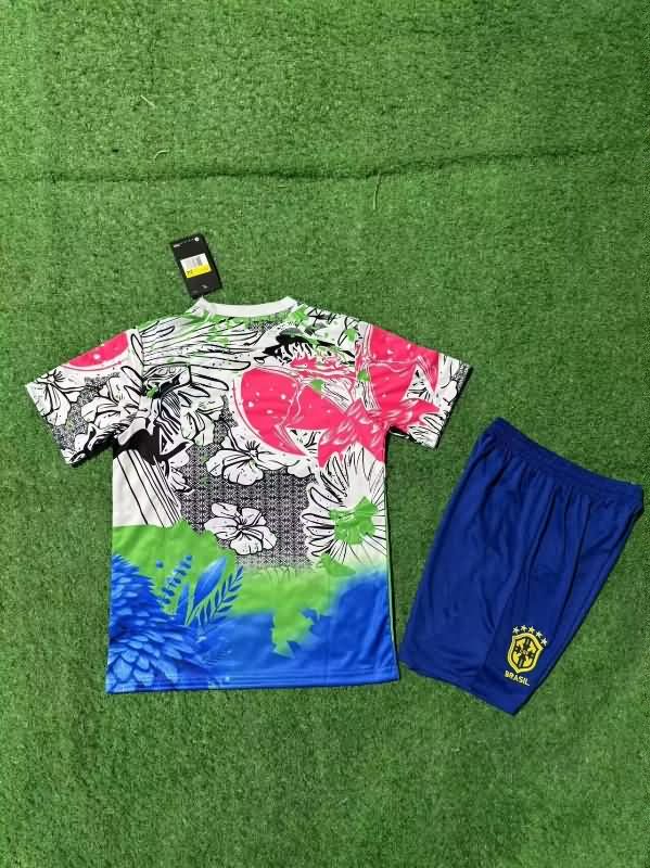 Brazil 2025 Kids Special Soccer Jersey And Shorts 03