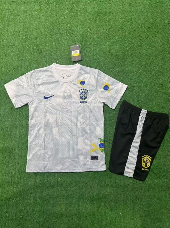 Brazil 2025 Kids Special Soccer Jersey And Shorts 04