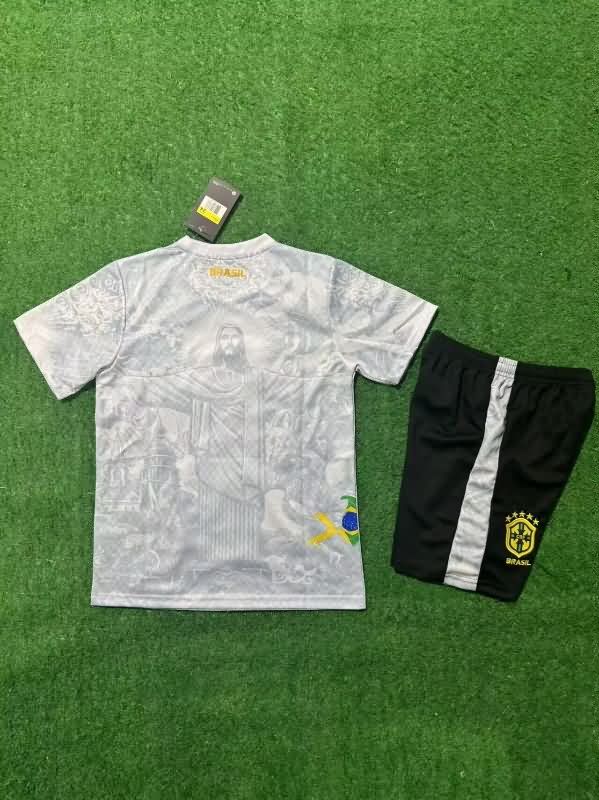 Brazil 2025 Kids Special Soccer Jersey And Shorts 04