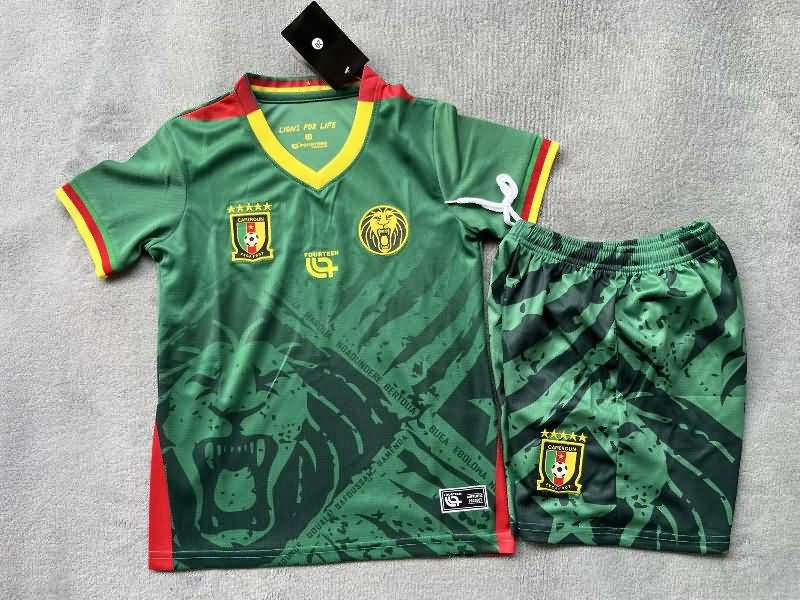 Cameroon 2025 Kids Home Soccer Jersey And Shorts