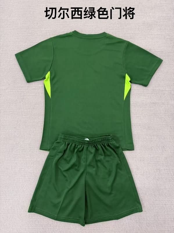 Chelsea 25/26 Kids Goalkeeper Green Soccer Jersey And Shorts