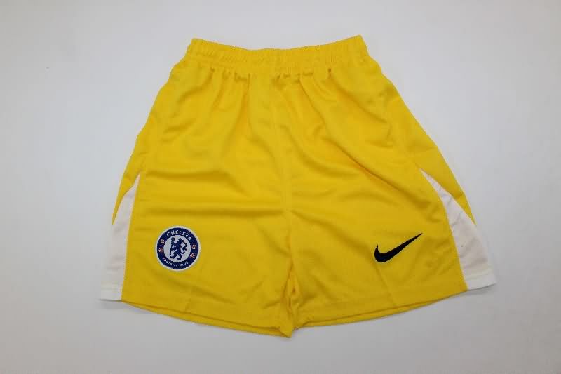Chelsea 25/26 Kids Goalkeeper Yellow Soccer Jersey And Shorts