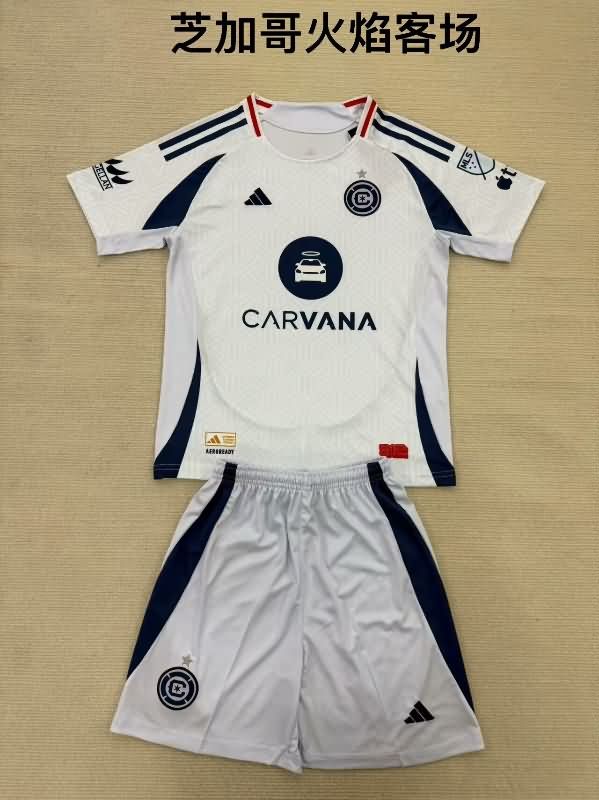 Chicago Fire 2025 Kids Away Soccer Jersey And Shorts