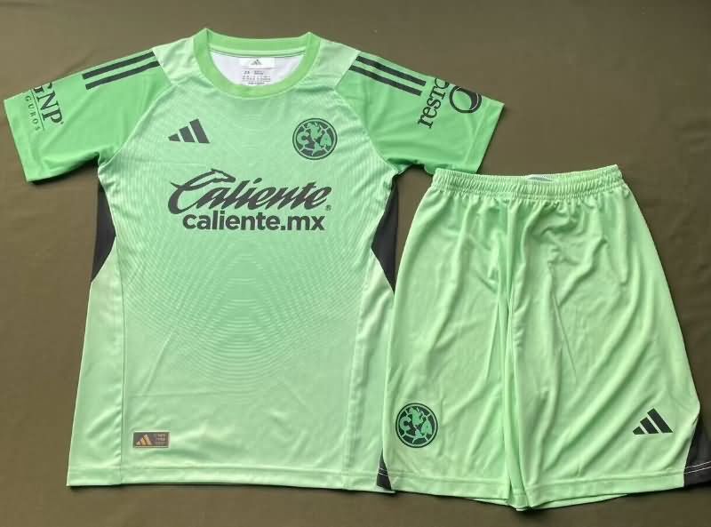 Club America 25/26 Kids Goalkeeper Green Soccer Jersey And Shorts