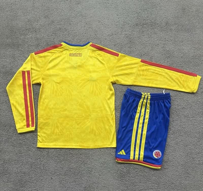 Colombia 2026 Kids World Cup Home Long Sleeve Soccer Jersey And Shorts