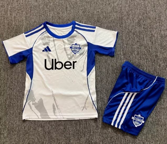 Como 25/26 Kids Away Soccer Jersey And Shorts