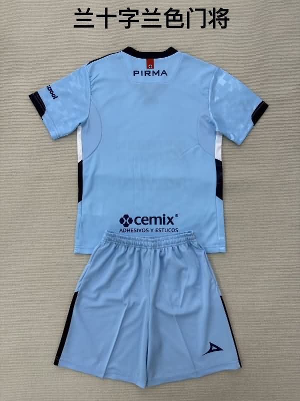 Cruz Azul 25/26 Kids Goalkeeper Blue Soccer Jersey And Shorts