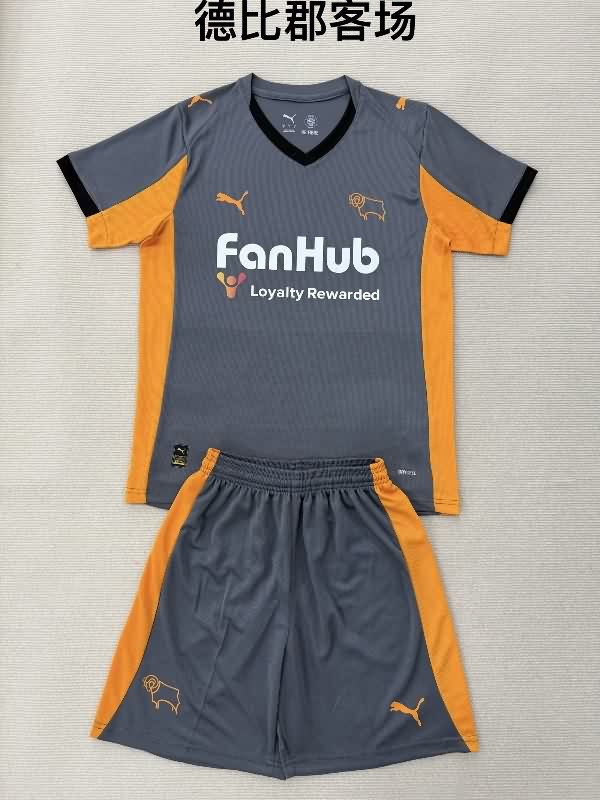 Derby County 25/26 Kids Away Soccer Jersey And Shorts