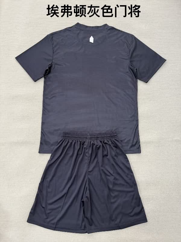 Everton 25/26 Kids Goalkeeper Dark Grey Soccer Jersey And Shorts
