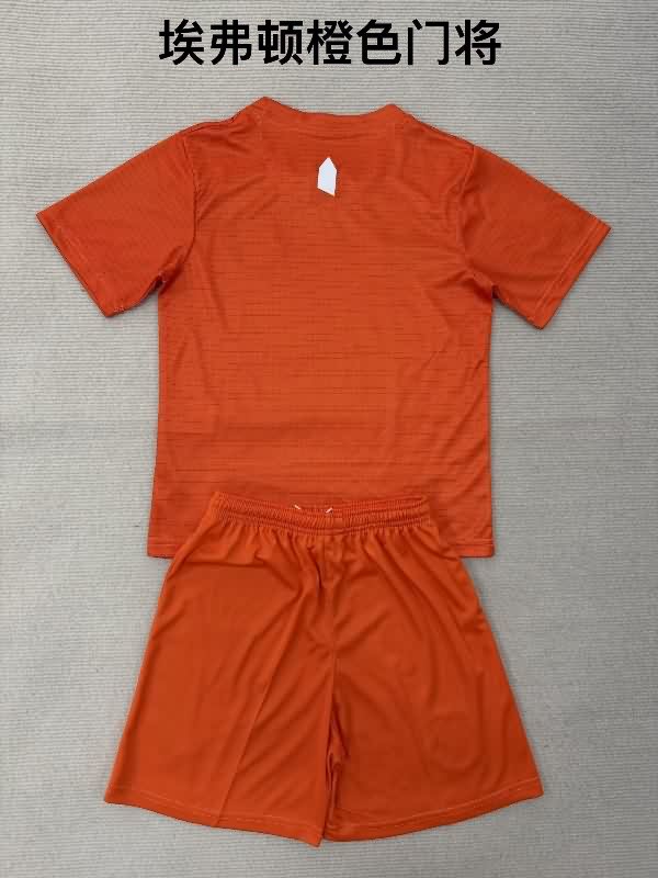 Everton 25/26 Kids Goalkeeper Orange Soccer Jersey And Shorts