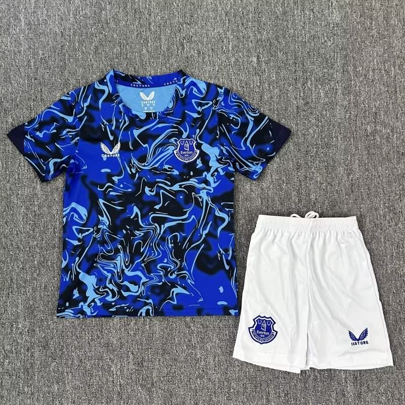 Everton 25/26 Kids Training Soccer Jersey And Shorts