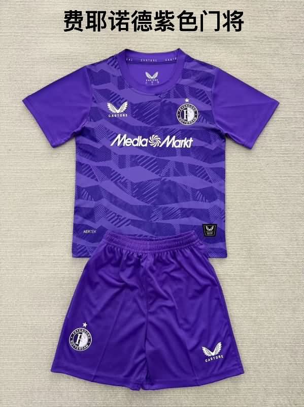 Feyenoord 25/26 Kids Goalkeeper Purple Soccer Jersey And Shorts