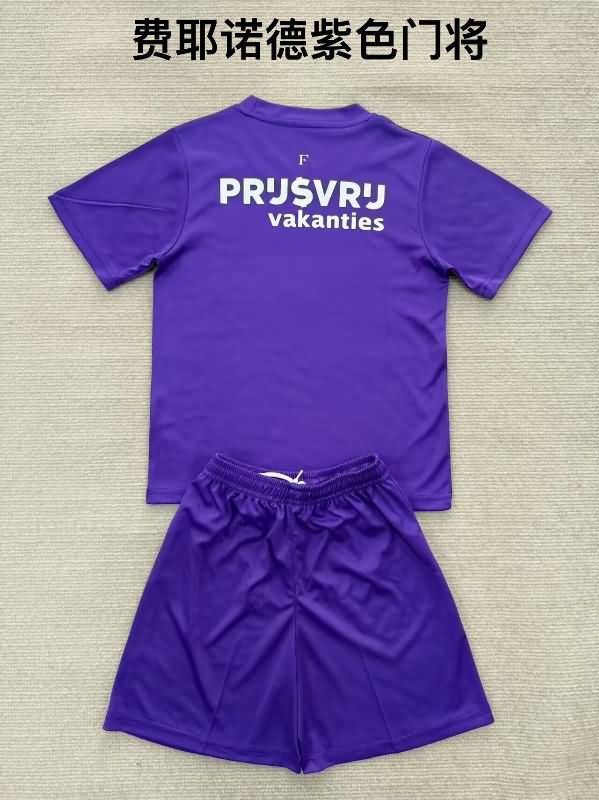 Feyenoord 25/26 Kids Goalkeeper Purple Soccer Jersey And Shorts