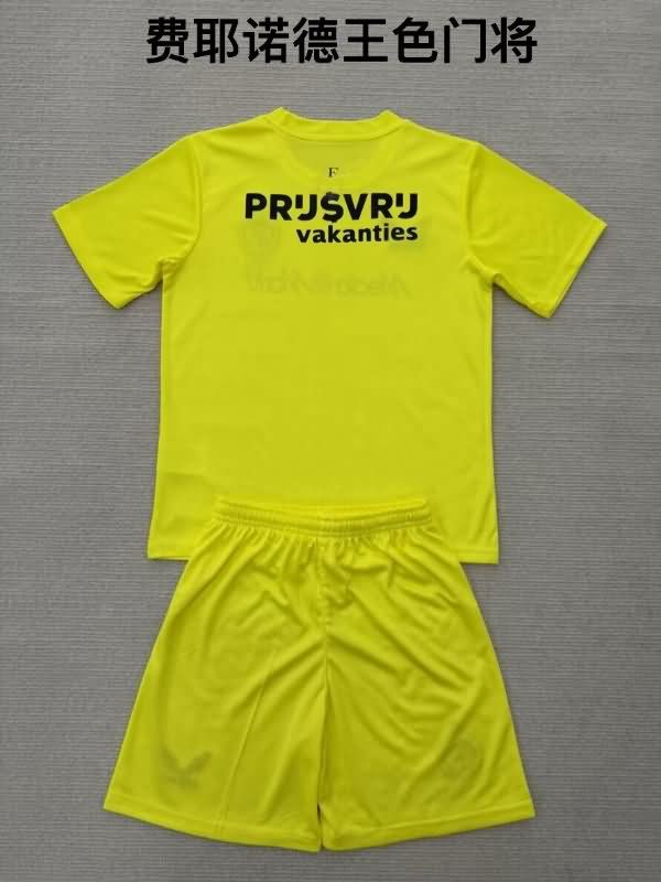 Feyenoord 25/26 Kids Goalkeeper Yellow Soccer Jersey And Shorts