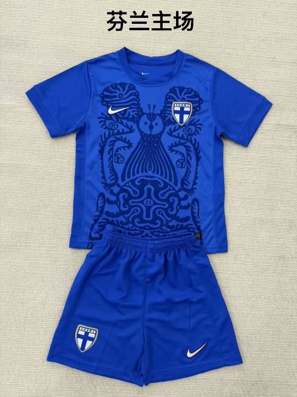 Finland 2025 Kids Away Soccer Jersey And Shorts