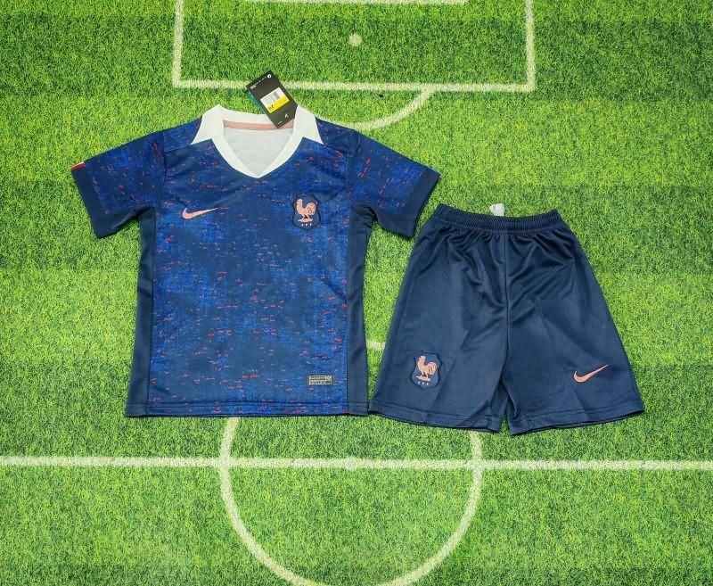 France 2025 Kids Home Soccer Jersey And Shorts