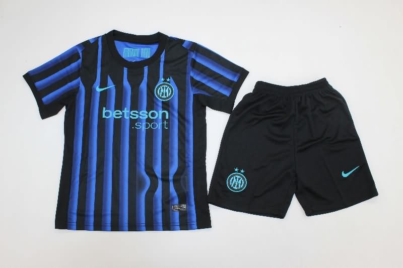 Inter Milan 25/26 Kids Home Soccer Jersey And Shorts