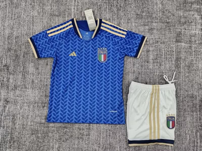 Italy 2025 Kids Home Soccer Jersey And Shorts