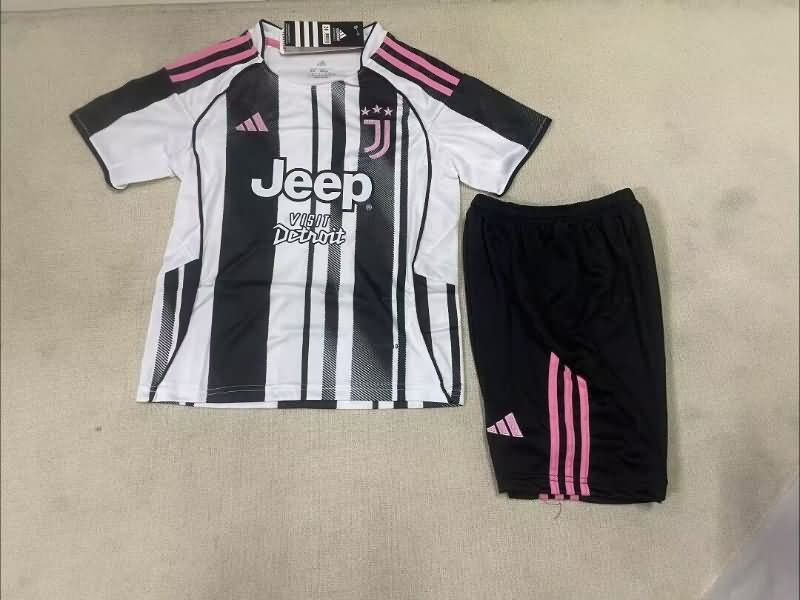 Juventus 25/26 Kids Home Soccer Jersey And Shorts With Sponsor