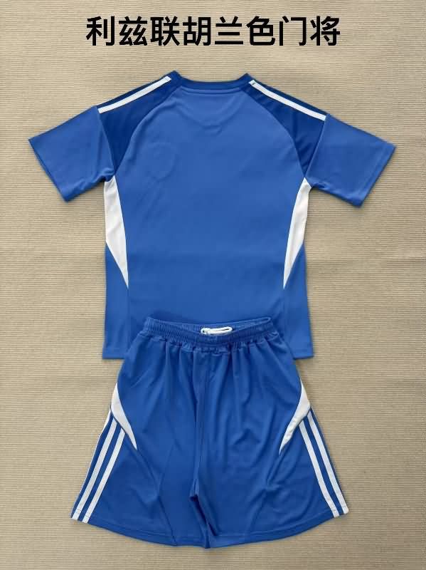 Leeds United 25/26 Kids Goalkeeper Blue Soccer Jersey And Shorts
