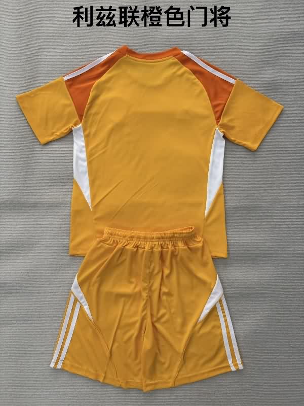 Leeds United 25/26 Kids Goalkeeper Orange Soccer Jersey And Shorts