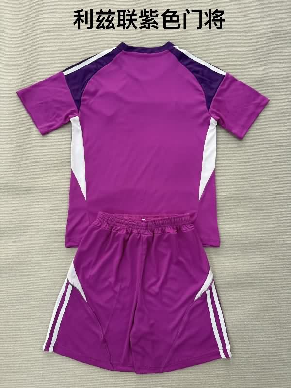 Leeds United 25/26 Kids Goalkeeper Purple Soccer Jersey And Shorts
