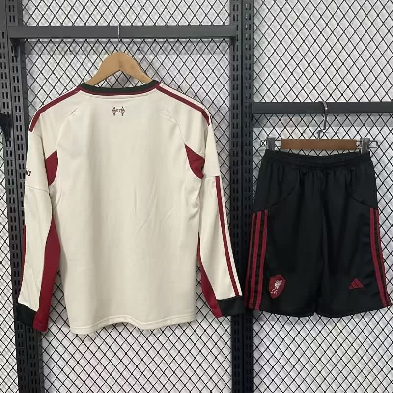 Liverpool 25/26 Kids Away Long Sleeve Soccer Jersey And Shorts