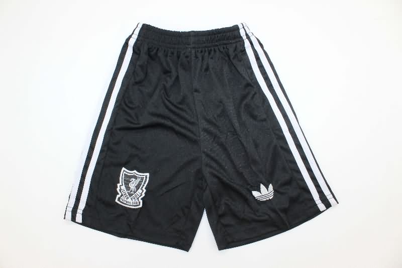 Liverpool 25/26 Kids Goalkeeper Black Soccer Jersey And Shorts 02