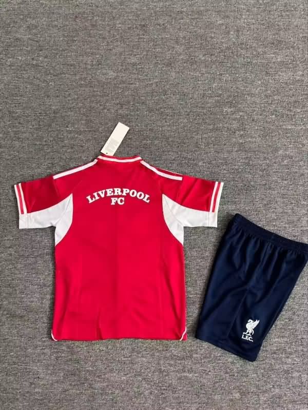Liverpool 25/26 Kids Travel Soccer Jersey And Shorts