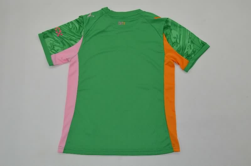 Manchester City 25/26 Kids Goalkeeper Green Soccer Jersey And Shorts