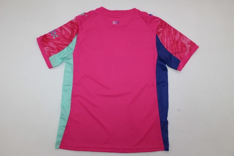 Manchester City 25/26 Kids Goalkeeper Pink Soccer Jersey And Shorts
