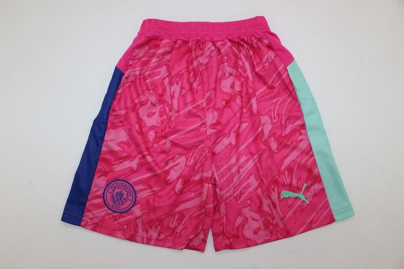 Manchester City 25/26 Kids Goalkeeper Pink Soccer Jersey And Shorts
