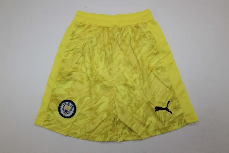 Manchester City 25/26 Kids Goalkeeper Yellow Soccer Jersey And Shorts
