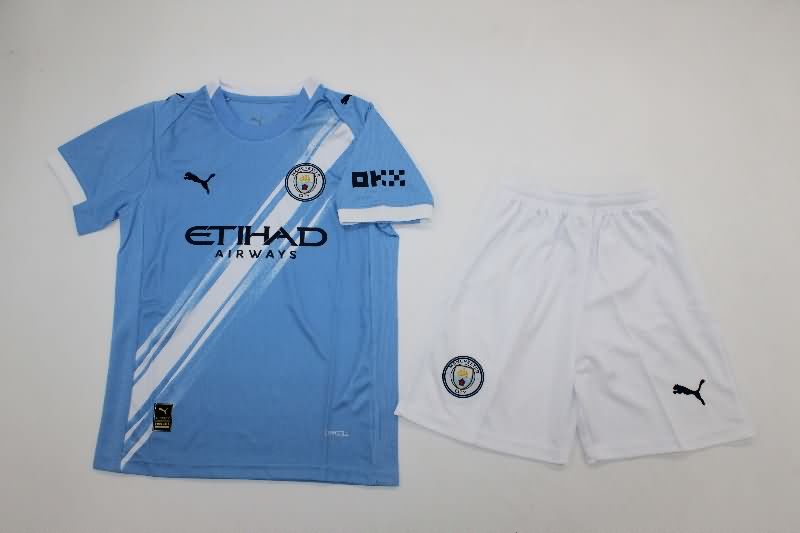 Manchester City 25/26 Kids Home Soccer Jersey And Shorts