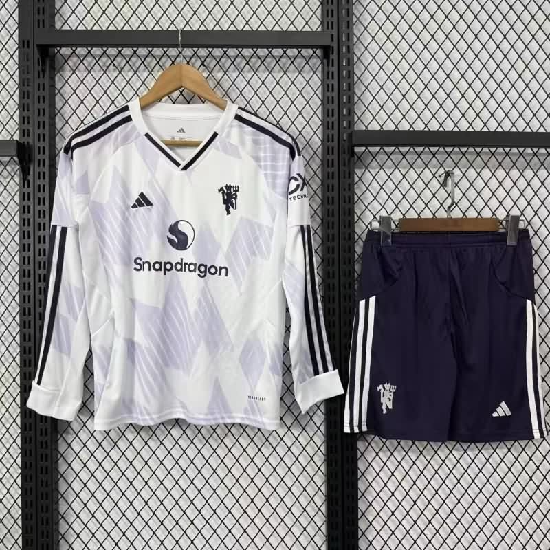 Manchester United 25/26 Kids Away Long Sleeve Soccer Jersey And Shorts
