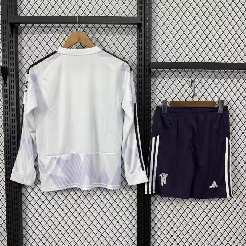 Manchester United 25/26 Kids Away Long Sleeve Soccer Jersey And Shorts