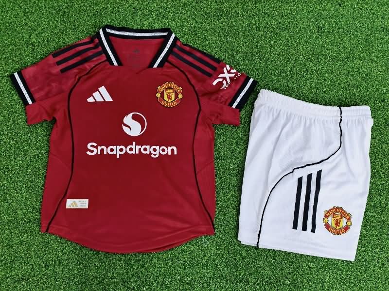 Manchester United 25/26 Kids Home Soccer Jersey And Shorts (Player)