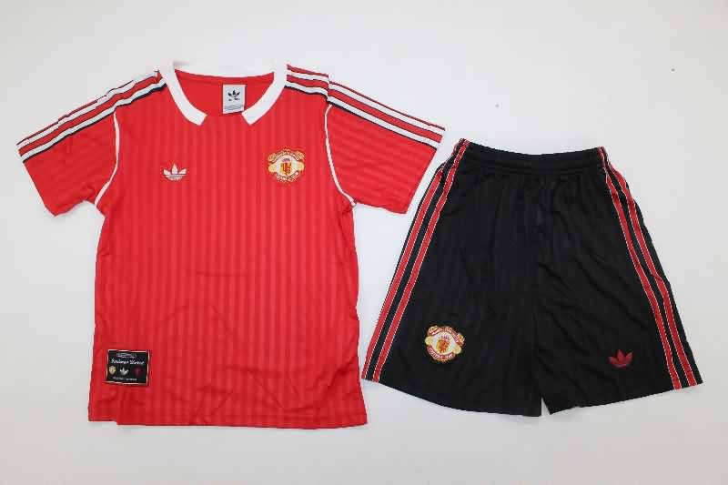 Manchester United 25/26 Kids Red Soccer Jersey And Shorts