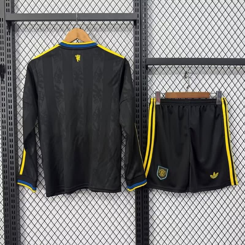 Manchester United 25/26 Kids Third Long Sleeve Soccer Jersey And Shorts