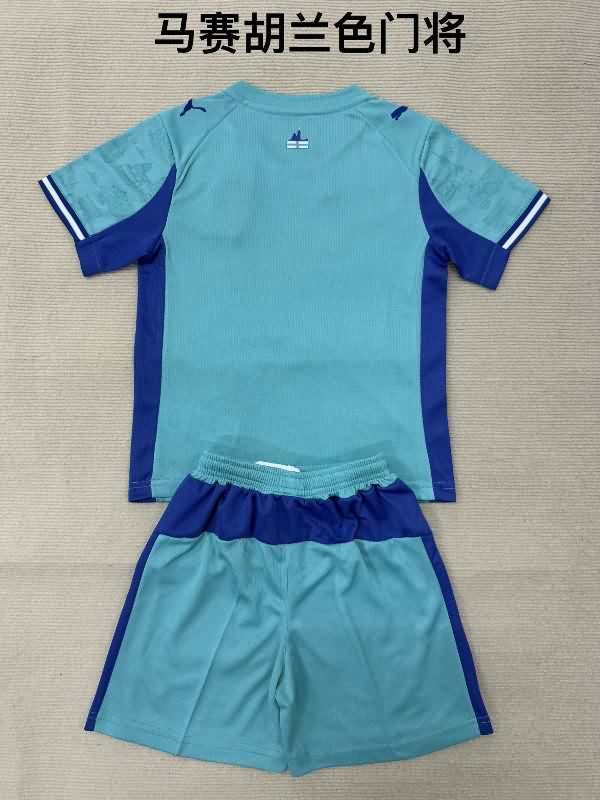 Marseilles 25/26 Kids Goalkeeper Blue Soccer Jersey And Shorts