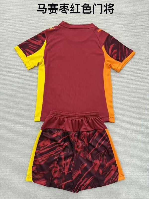 Marseilles 25/26 Kids Goalkeeper Dark Red Soccer Jersey And Shorts