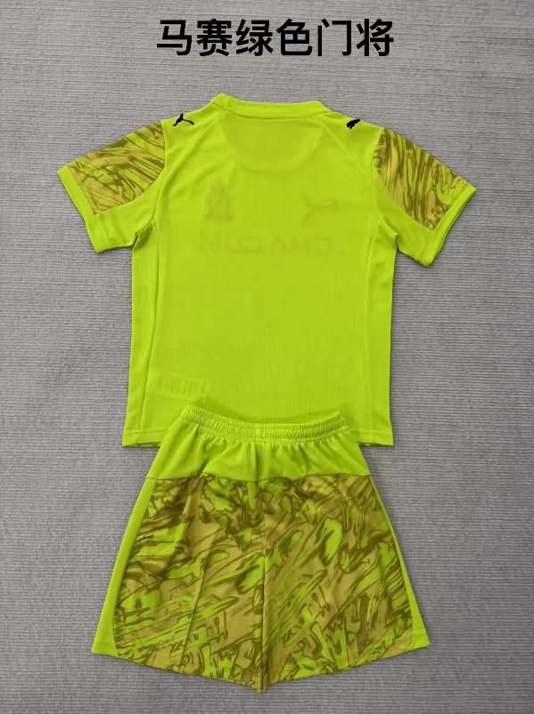 Marseilles 25/26 Kids Goalkeeper Green Soccer Jersey And Shorts