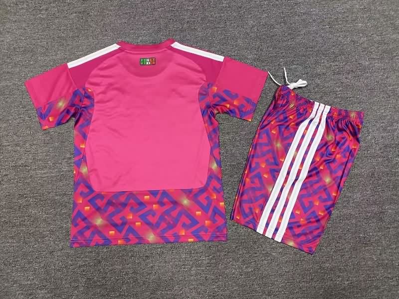 Mexico 2026 Kids Goalkeeper Pink Soccer Jersey And Shorts