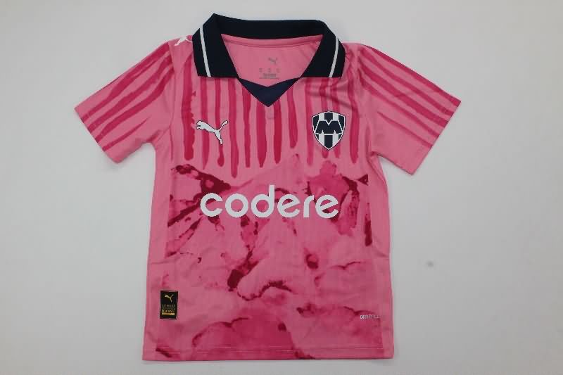 Monterrey 2025 Kids Club World Cup Goalkeeper Pink Soccer Jersey And Shorts