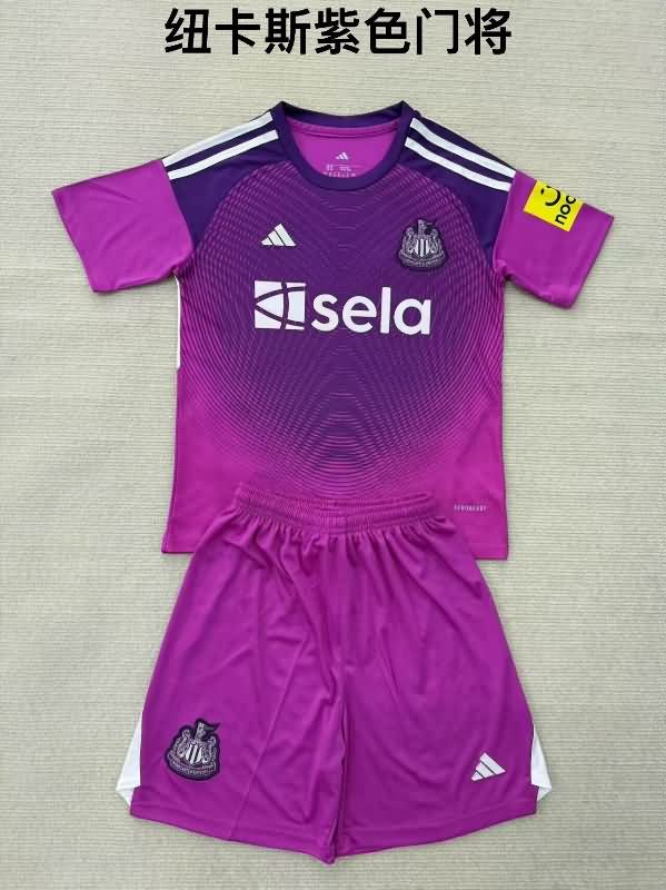 Newcastle United 25/26 Kids Goalkeeper Purple Soccer Jersey And Shorts
