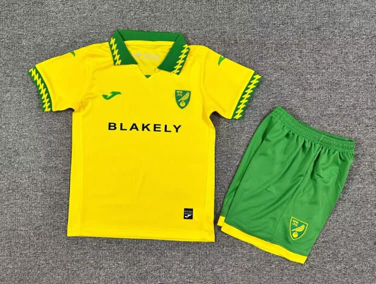 Norwich 25/26 Kids Home Soccer Jersey And Shorts