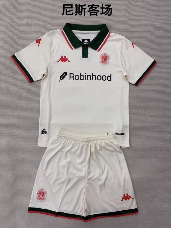 OGC Nice 25/26 Kids Away Soccer Jersey And Shorts