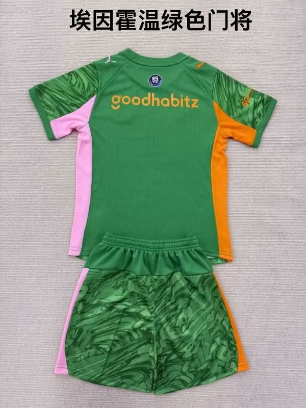 PSV Eindhoven 25/26 Kids Goalkeeper Green Soccer Jersey And Shorts