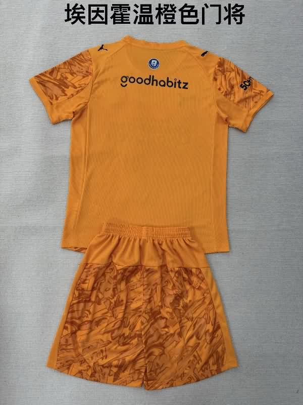 PSV Eindhoven 25/26 Kids Goalkeeper Orange Soccer Jersey And Shorts